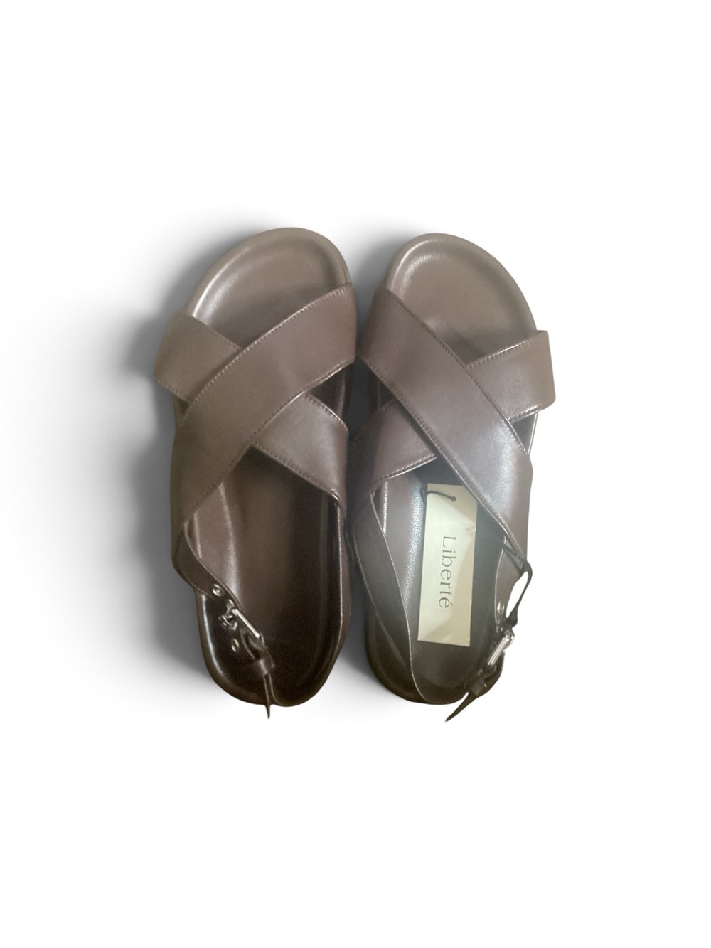 Women's Taupe Crisscross Leather Slingback Sandals